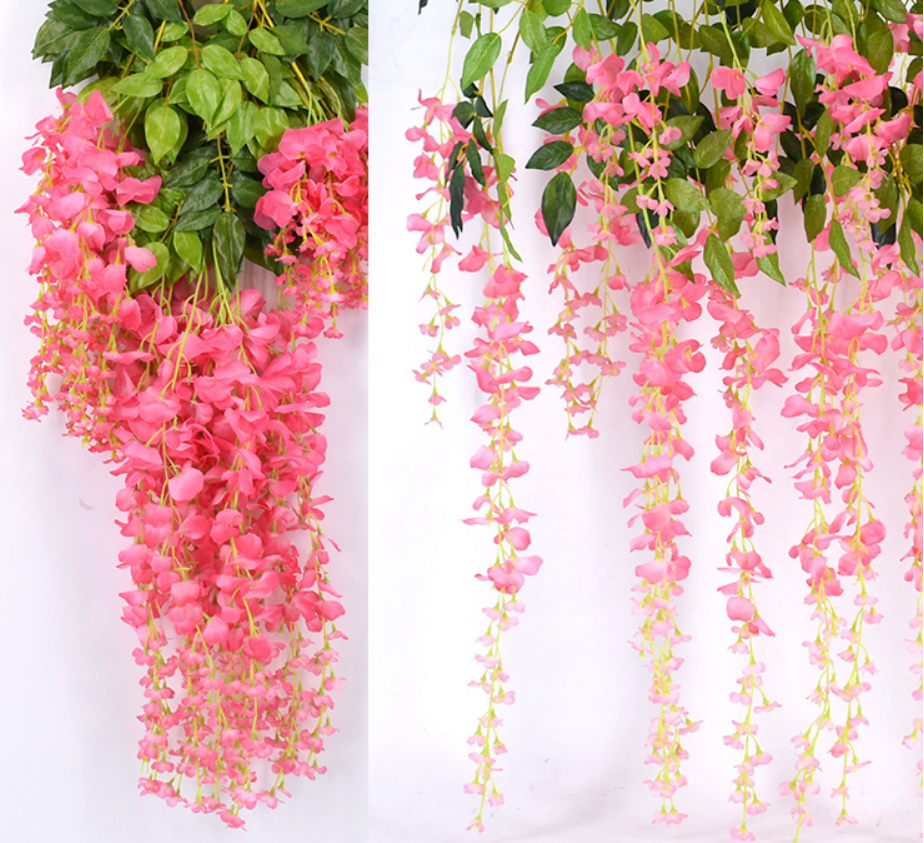 Wisteria Flower - Silk, 110cm Length, Available In Ivory, Light Pink, Pink, Purple | Eco-friendly, Durable, Easy To Clean, Romantic Decoration For Home, Garden, And Weddings