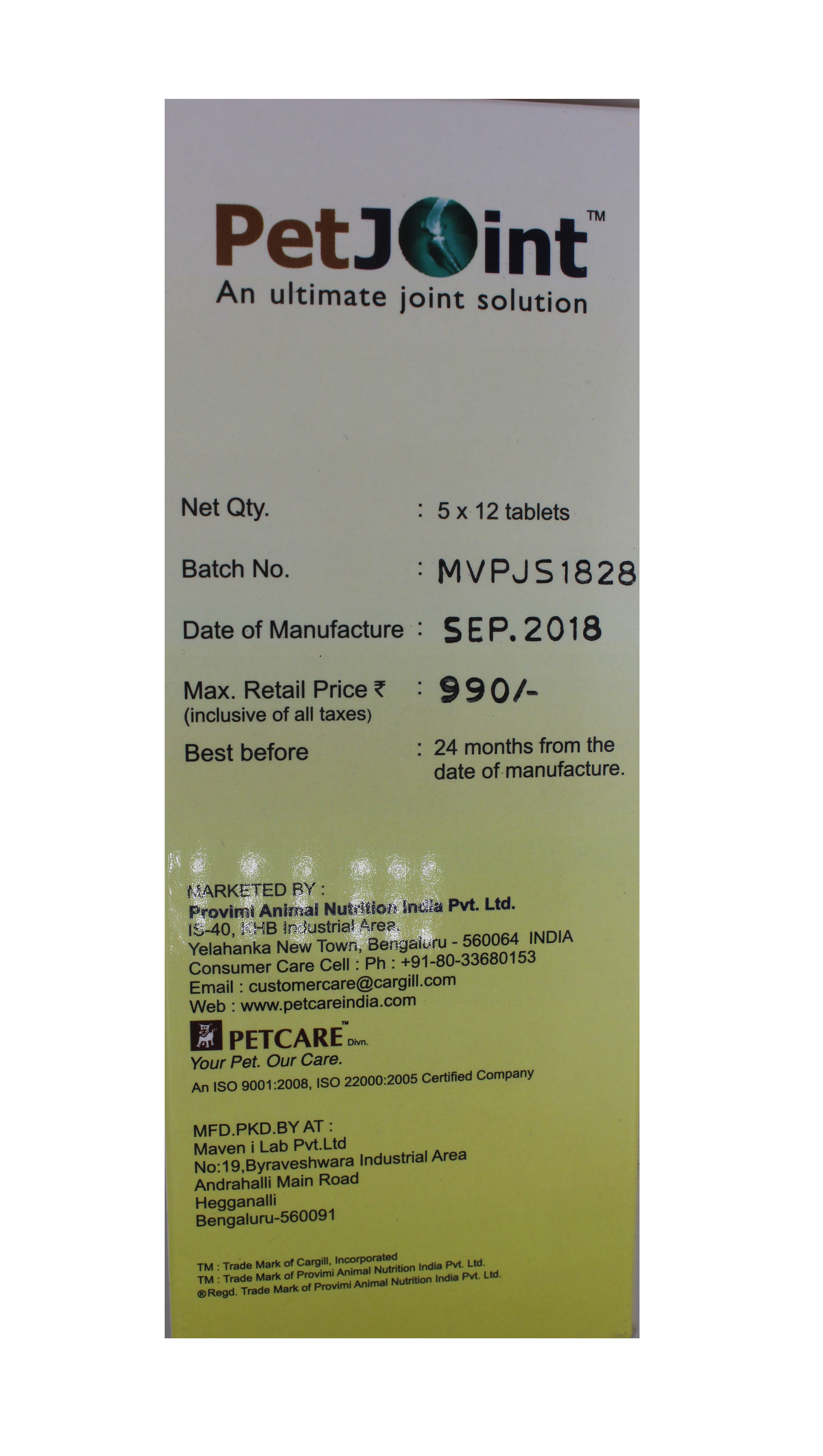Petjoint Tablets-glucosamine Hydrochloride 500m Ingredients: Chemicals