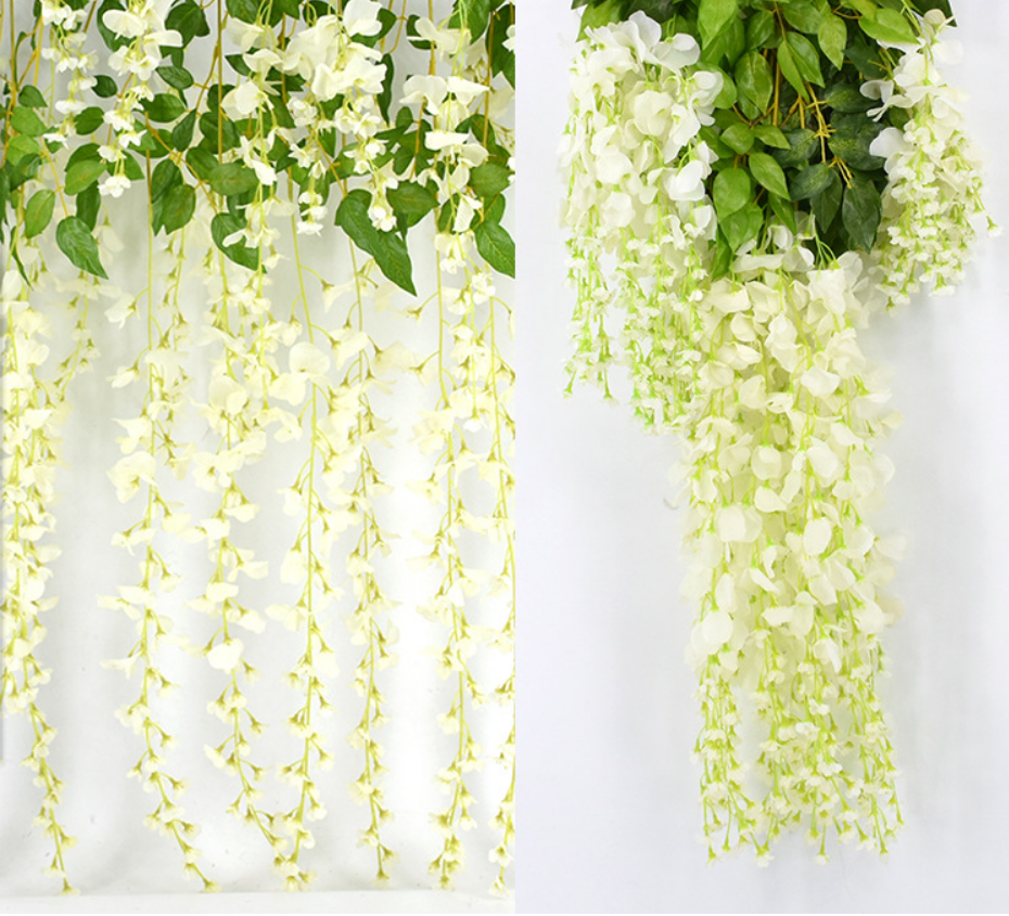 Wisteria Flower - Silk, 110cm Length, Available In Ivory, Light Pink, Pink, Purple | Eco-friendly, Durable, Easy To Clean, Romantic Decoration For Home, Garden, And Weddings