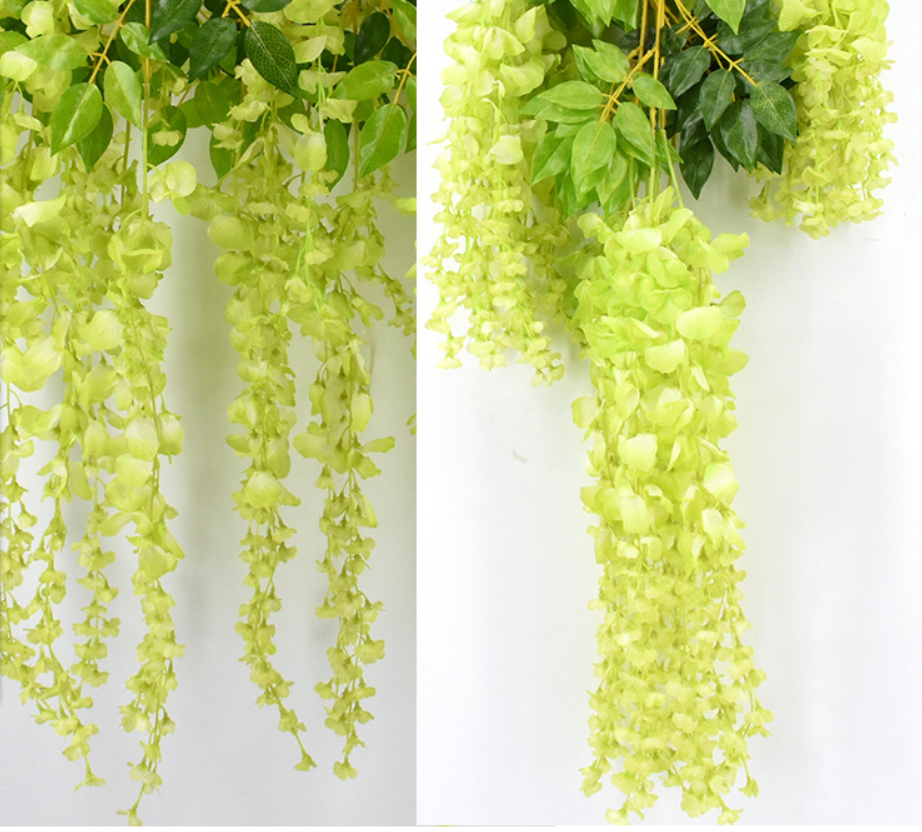 Wisteria Flower - Silk, 110cm Length, Available In Ivory, Light Pink, Pink, Purple | Eco-friendly, Durable, Easy To Clean, Romantic Decoration For Home, Garden, And Weddings