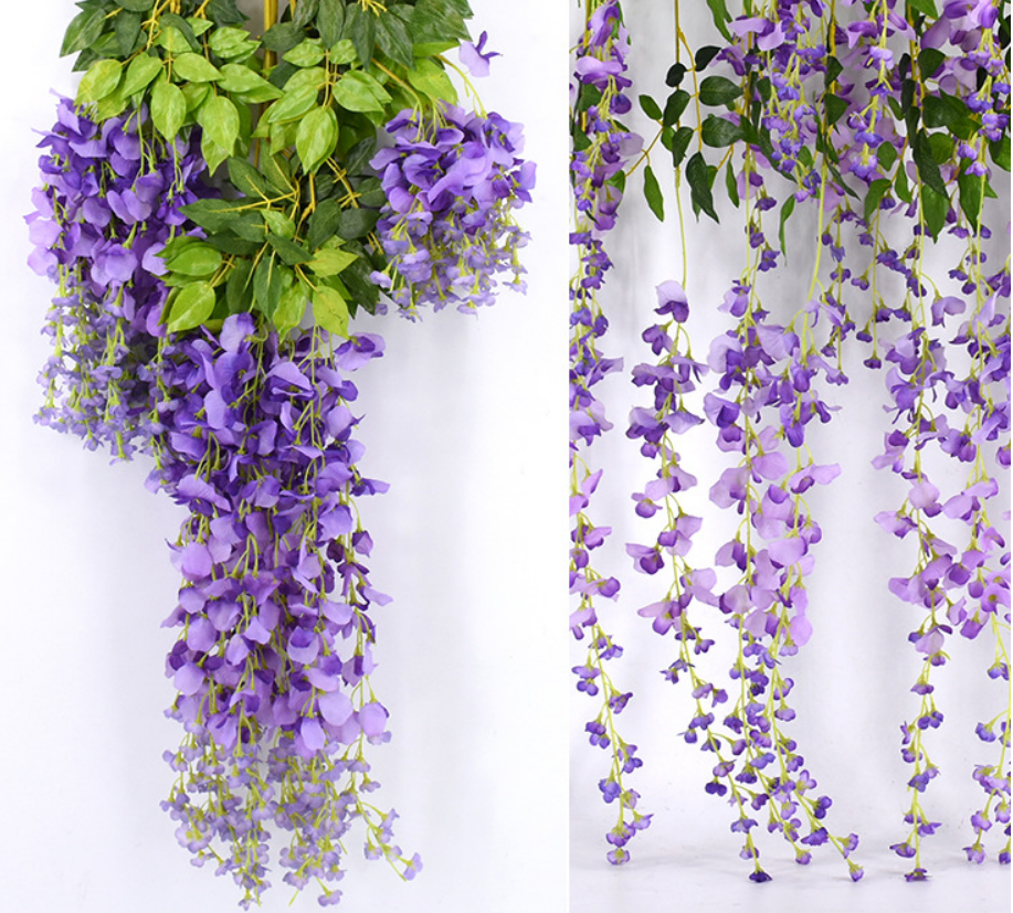 Wisteria Flower - Silk, 110cm Length, Available In Ivory, Light Pink, Pink, Purple | Eco-friendly, Durable, Easy To Clean, Romantic Decoration For Home, Garden, And Weddings