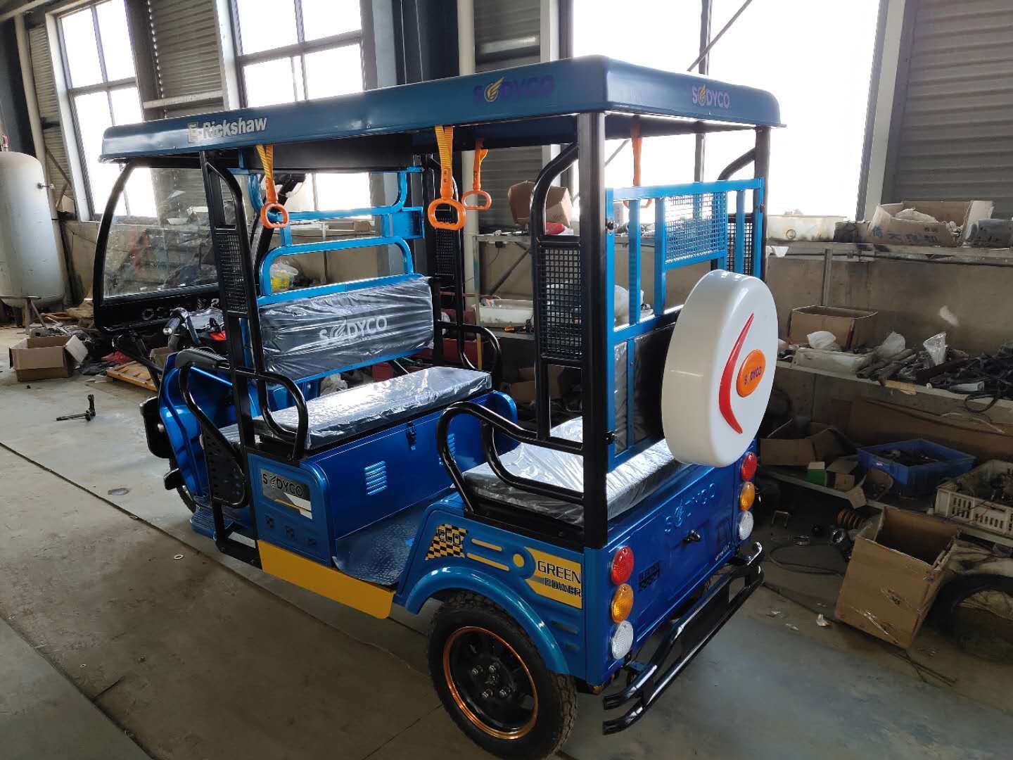 Blue Electric Rickshaw