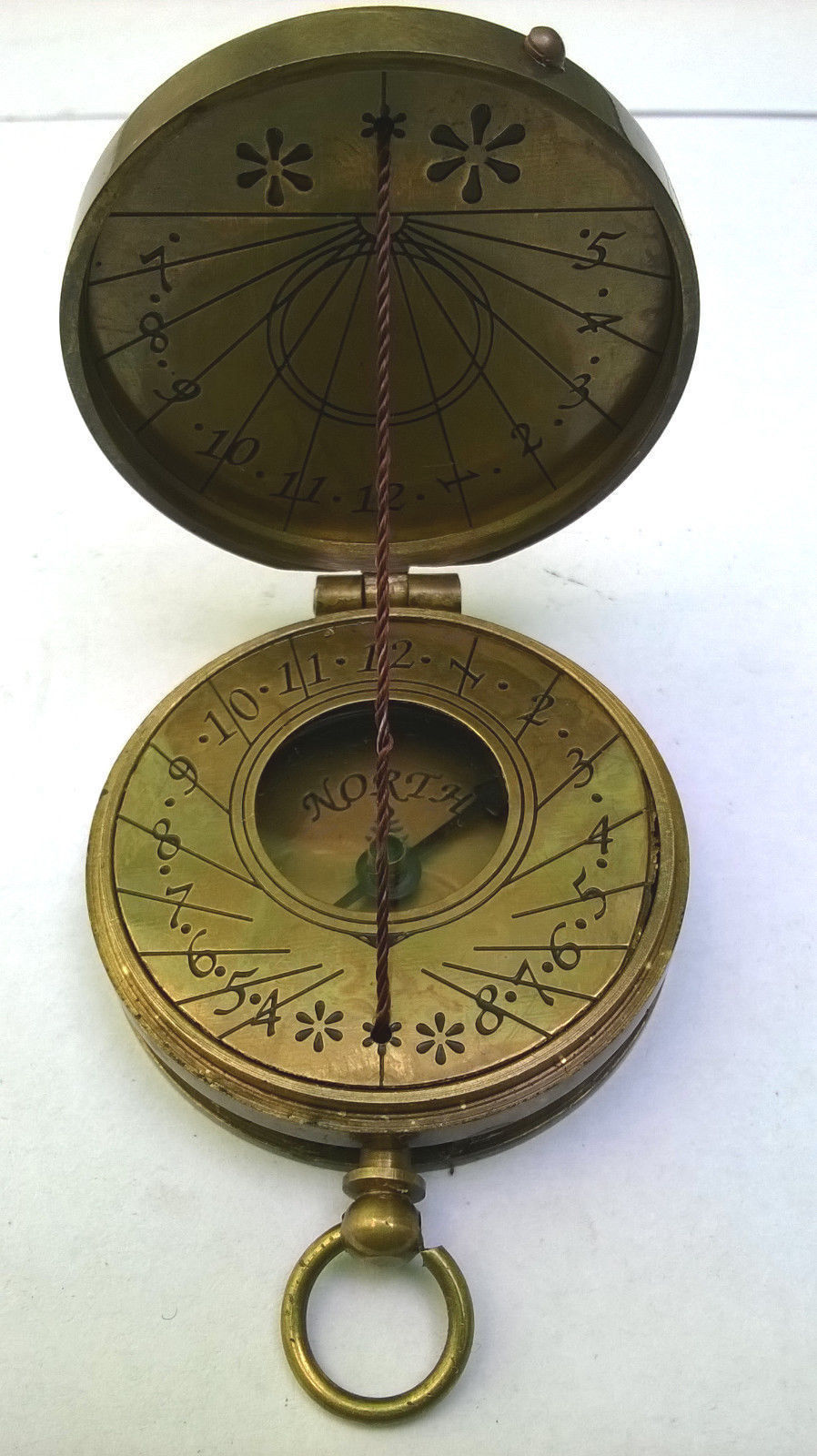 Vintage Brass Pocket Thread Compass