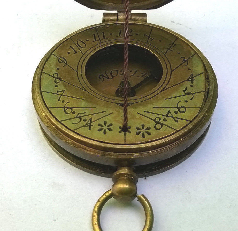 Vintage Brass Pocket Thread Compass