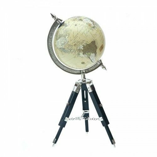 Antique World Map Globe With Wooden Stand