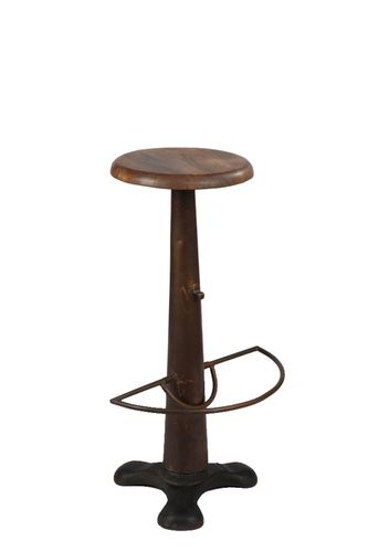 Iron Wooden Antique Bar Stool No Assembly Required