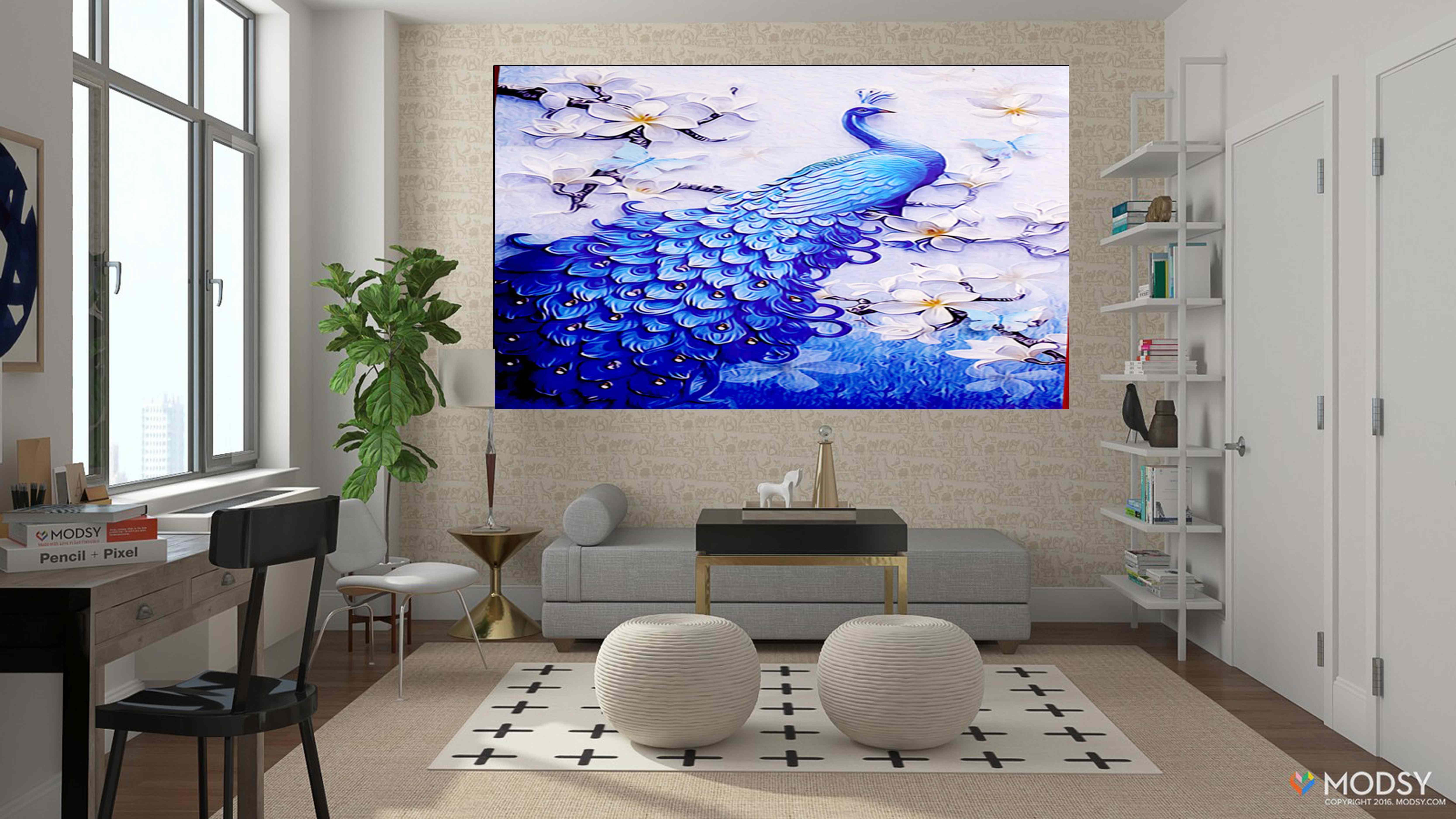 Multi Color Single Blue Peacock Night Vision Tiles