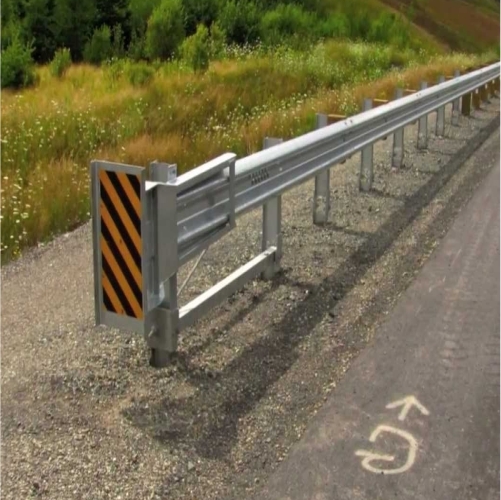 W Beam Single Faced Single Barrier - Metal, 4000x4318 Mm Silver Galvanized | Road Safety Crash Barrier For Highway Use