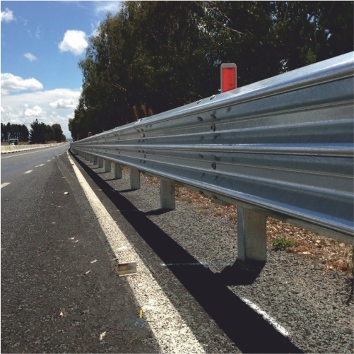 W Beam Single Faced Single Barrier - Metal, 4000x4318 Mm Silver Galvanized | Road Safety Crash Barrier For Highway Use