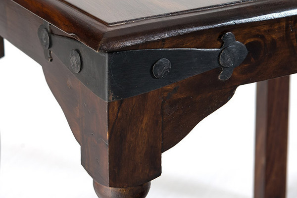 Carved Dining Table - Solid Wood, 45x30x30 Inch, Dark Brown Finish | Antique Design, Durable, Easy To Clean, Lightweight
