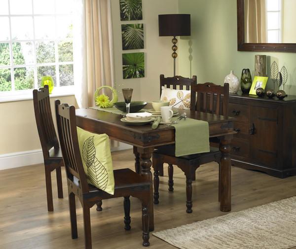 Carved Dining Table - Solid Wood, 45x30x30 Inch, Dark Brown Finish | Antique Design, Durable, Easy To Clean, Lightweight