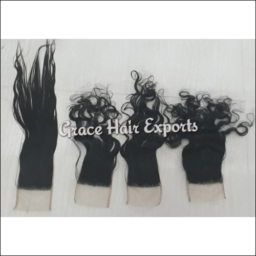 Lace Closures - Remy Indian Hair, 300-550 Gram Weight, Black Color, Ideal for Women and Girls