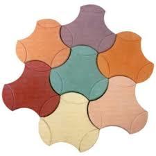 Cement Interlocking Tiles - Concrete, 12x12 Inches , Multicolor Irregular Design, 10-15 lbs Weight, 2 Inches Thick, Smooth Finish