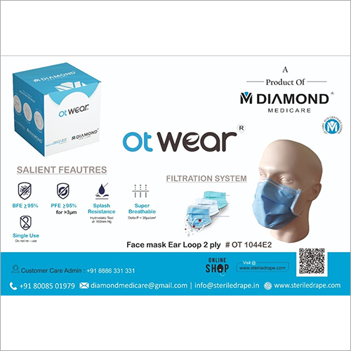 ब्लू डिस्पोजेबल फेस मास्क