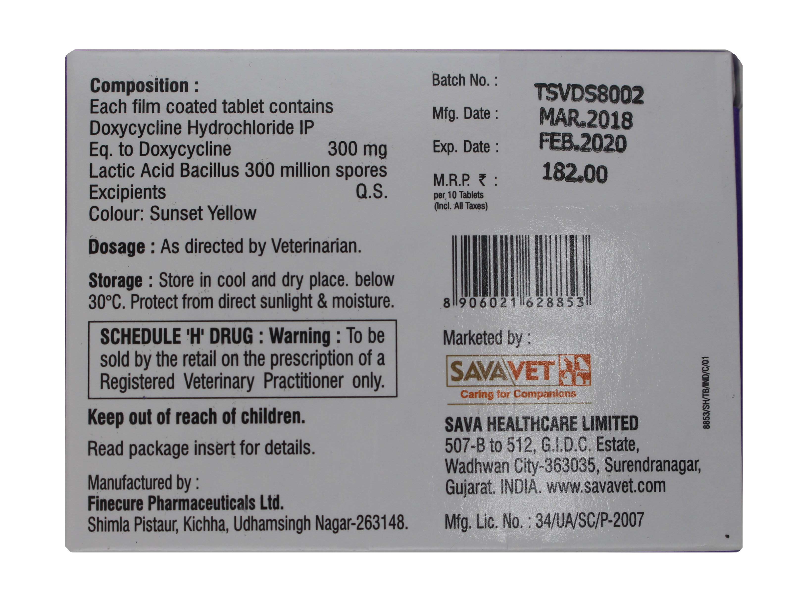 Doxypet - 300mg Doxycycline Tablets | Effective For Diarrhea, Uti, & Respiratory Infections In Dogs, Store In Cool & Dry Place