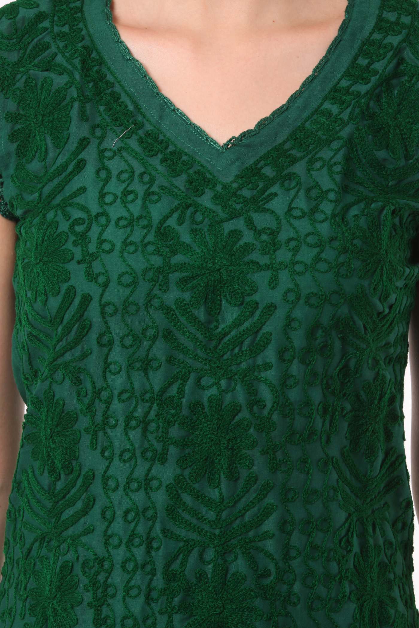 Green Long Lucknowi Chikankari Kurti