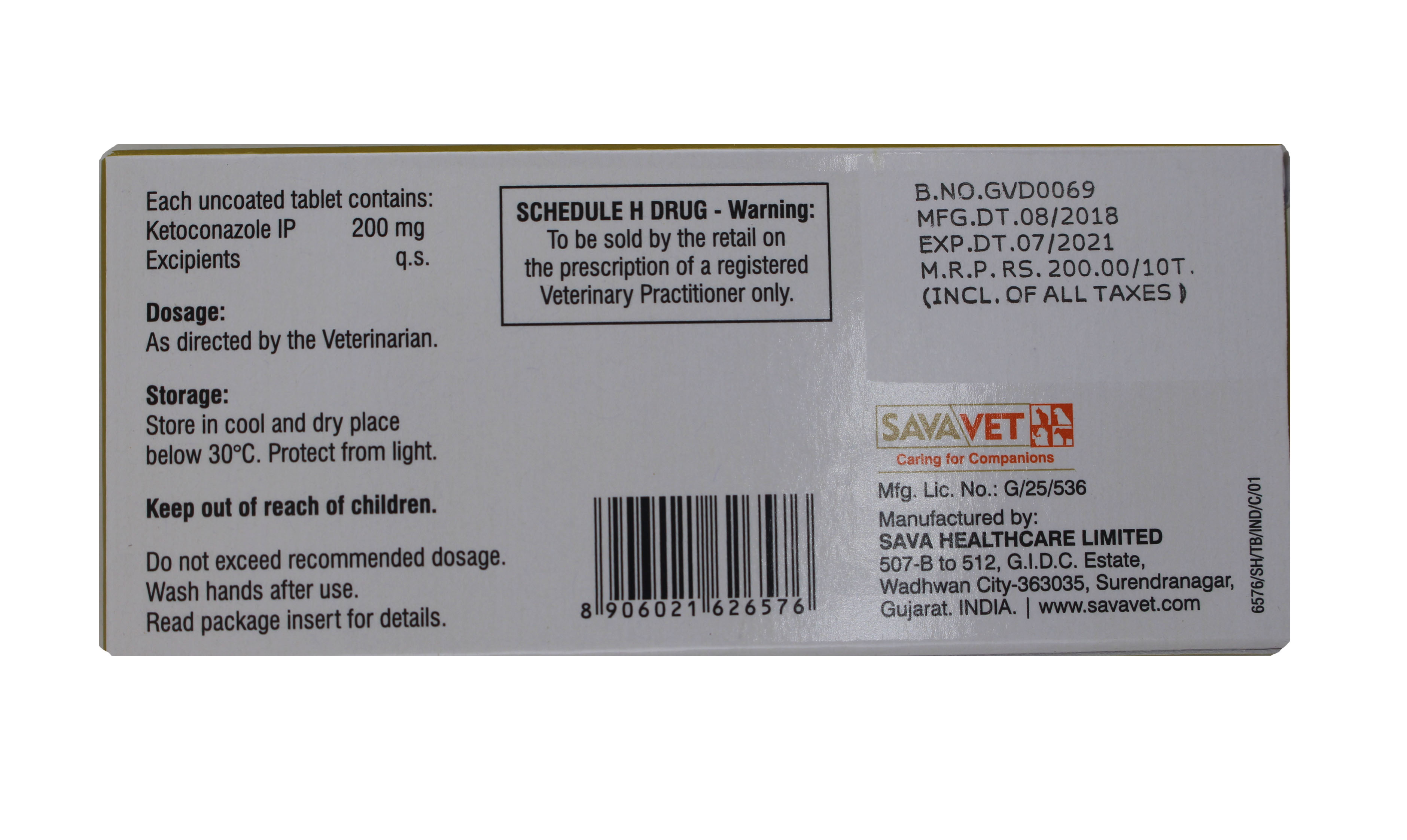 K-pet-ketoconazole 200 Mg Ingredients: Chemicals