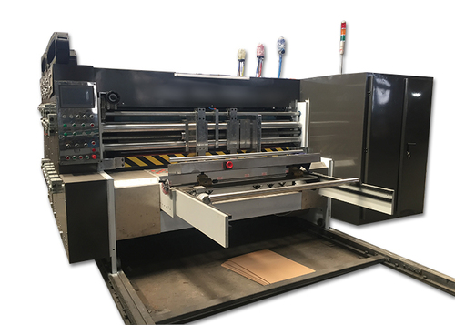 White Four Color Flexo Printing Slotting Die Cutting Machine Medium Speed Type