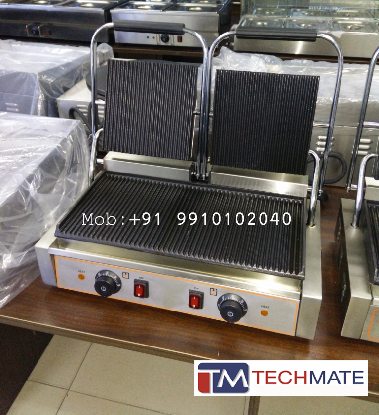 Sandwich - Stainless Steel, 20x30x15cm , Commercial Grade, Compact Design, Durable Build, Easy Cleaning, Non-stick Plates, 1500w Power