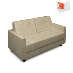 Two Seater Sofa - Solid Wood & Plywood, Cream Color | Super Comfortable, Easy to Clean, Opulent Design