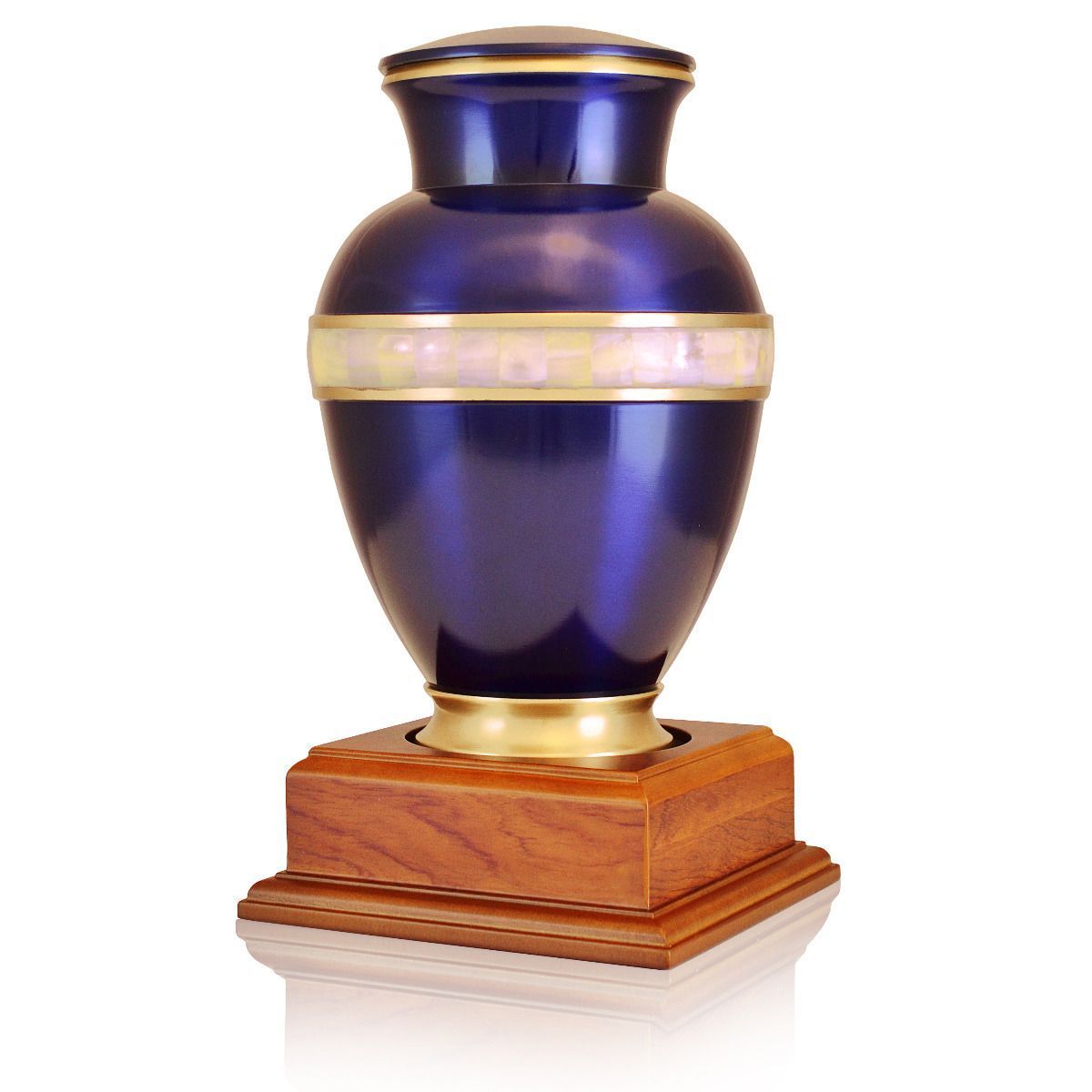 Purple Stars Urn - Brass Material 10" Height | Burgundy Finish Floating Hearts Design