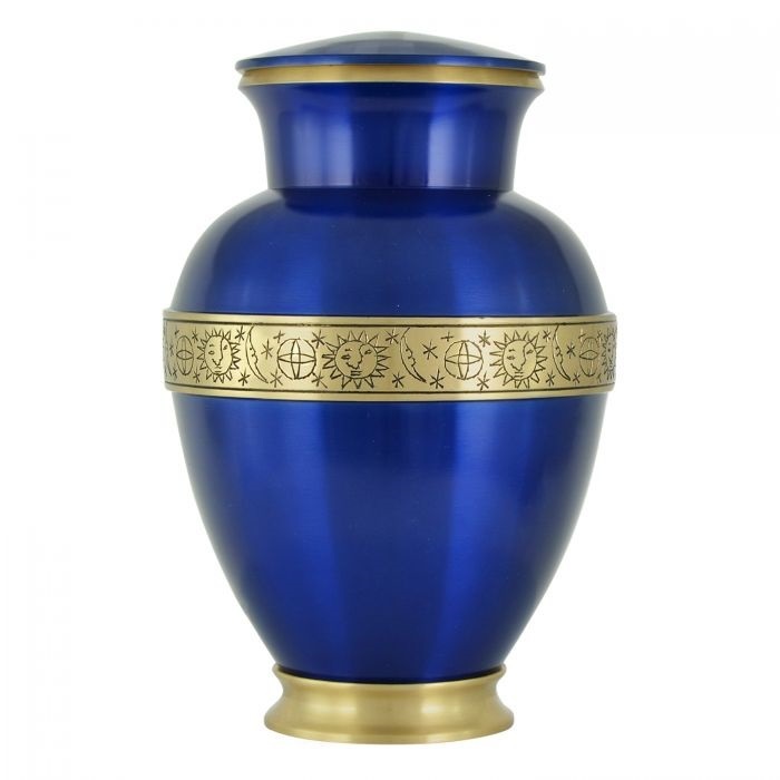 Purple Stars Urn - Brass Material 10" Height | Burgundy Finish Floating Hearts Design
