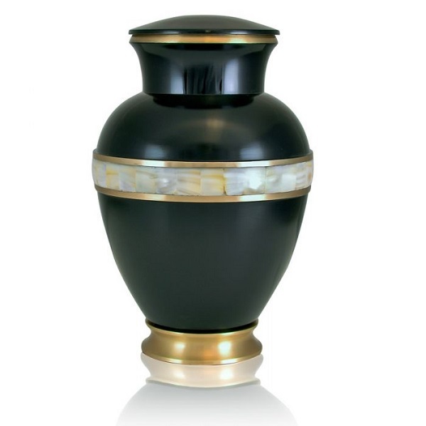 Purple Stars Urn - Brass Material 10" Height | Burgundy Finish Floating Hearts Design