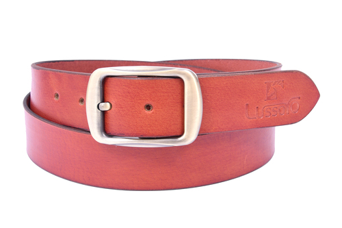 Brass Red Leather Belt