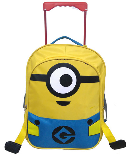 Caris Kids Trolley Bag - 20L, 30.5x24x41 cm Size, Durable Nylon Material, Easy Pull Handle & 2 Smooth Wheels, Spacious Inner Compartments with Zipper Closure