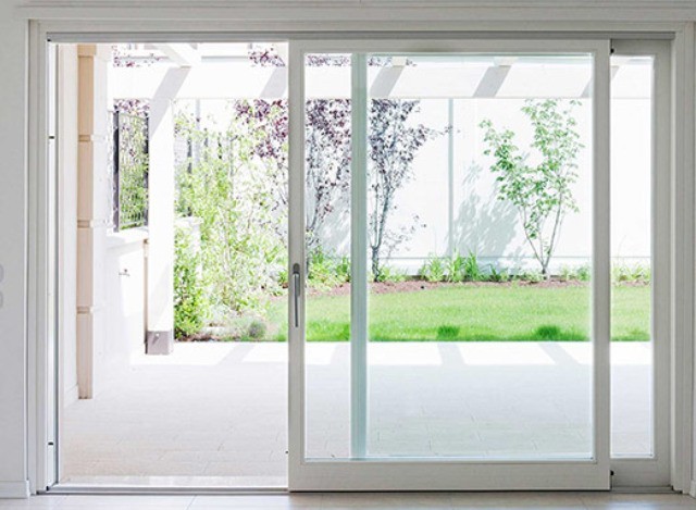 White & Wooden Textures 2 Track 2 Panel Sliding Door