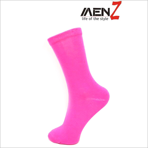 Pink Womens Full Length Cotton Socks