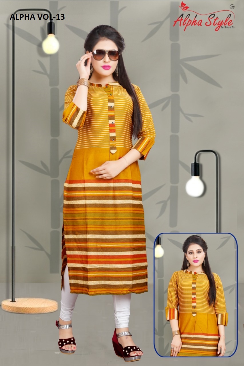 Ladies Cotton + Linen Kurti - Multi + Orange M/l/xl Set | Classic 3/4th Sleeve Anti-wrinkle Quick Dry Breathable Daily Wear
