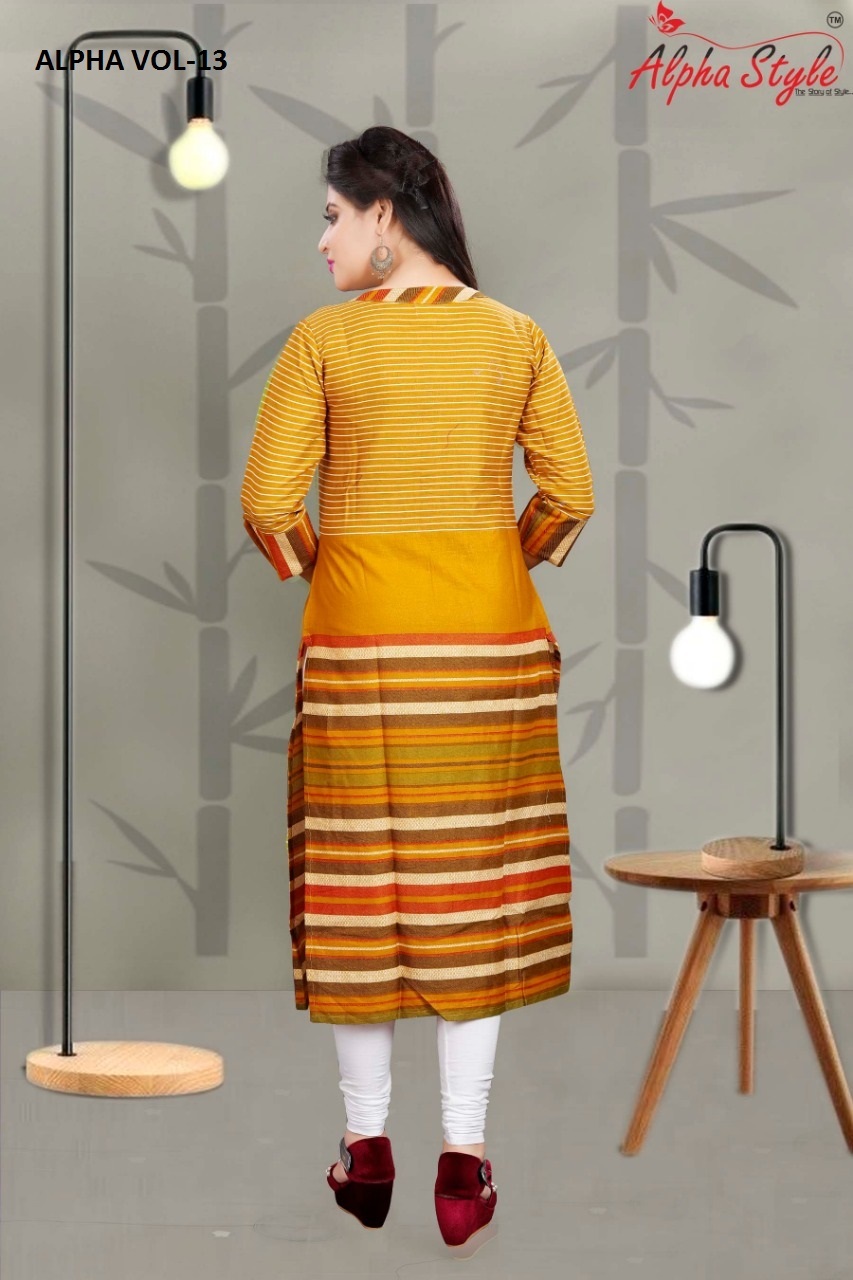 Ladies Cotton + Linen Kurti - Multi + Orange M/l/xl Set | Classic 3/4th Sleeve Anti-wrinkle Quick Dry Breathable Daily Wear
