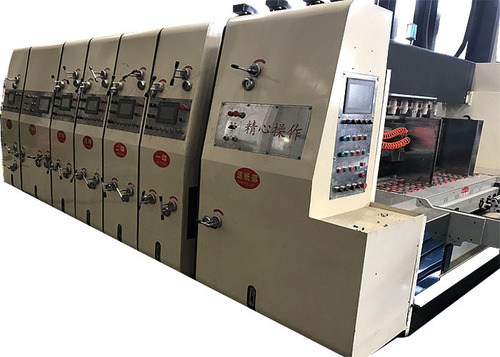 Corrugated Flexo Printing And Die Cutting Machine , 3 Color Flexo Corrugated Machine Cutting Speed: Customized Mm/M