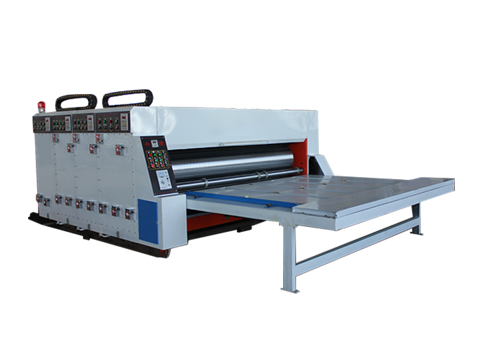 White Semi Auto Printing Slotting Die Cutting Machine , Water - Ink 3 Color Corrugated Machine