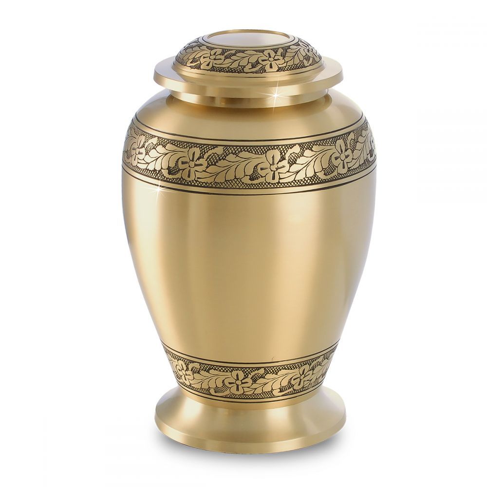 Metal Gorgeous Gold Brass Feathers Urn