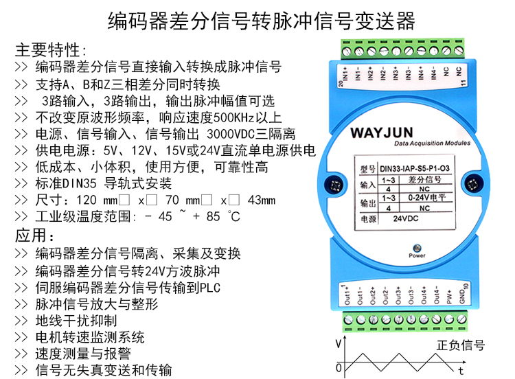 0-5v Encoder Differential Signal To 0-24v Pulse Signal Transmitter