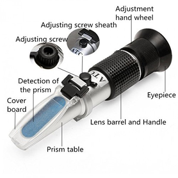 Refractometer - Precision Optical Instrument For Measuring Fluid Concentrations | Ideal For Sugar Level Analysis In Labs And Agriculture
