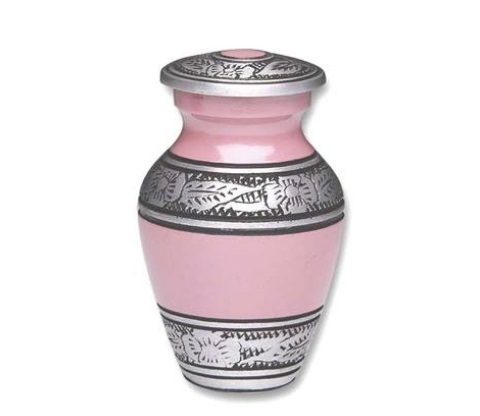 Silver Antique Pink Metal Cremation Urn
