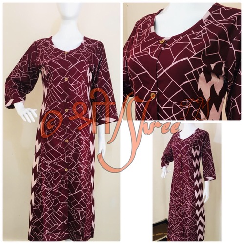 Multicolor Printed Rayon Kurti Length: 50 Inch (In)