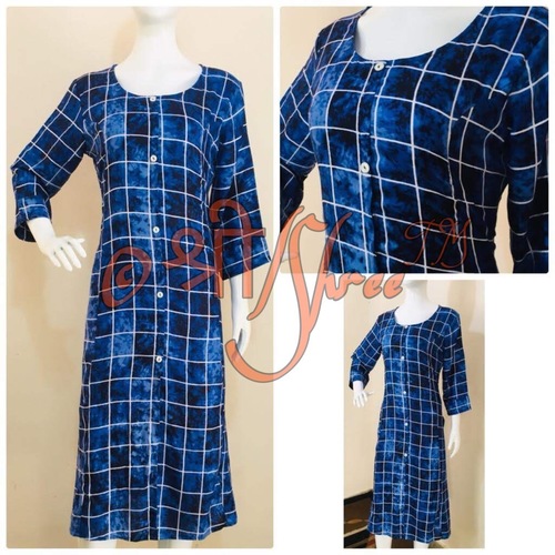 रेयॉन चेक्स ब्लू प्रिंट कुर्ती की लंबाई: 50 इंच (इंच)