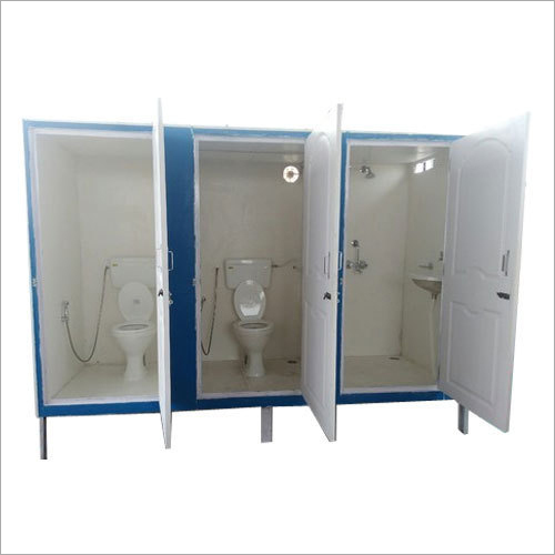 White & Blue Frp Toilet Cabin