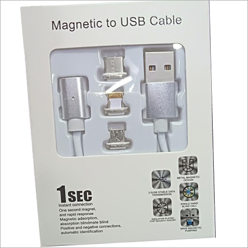 Magnetic USB Data Cable - Rubber and Plastic Build | Durable, Damage-Resistant, Available in Multiple Colors, 1-Year Warranty