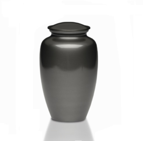 Metal New Brass Cremation Urn With Nickel Overlay & White Enamel