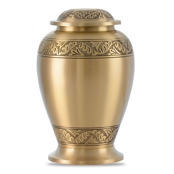 Silver New Brass Cremation Urn With Nickel Overlay & Pink Pattern