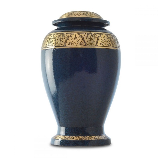 Silver New Brass Cremation Urn With Nickel Overlay & Pink Pattern