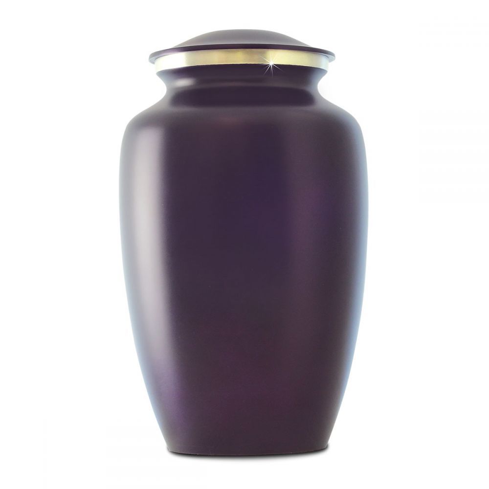 Painting New Classic Brass Cremation Urn In Blue With Butterflies