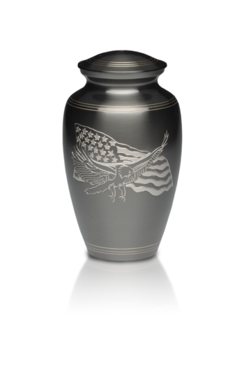 Painting New Classic Brass Cremation Urn In Blue With Butterflies