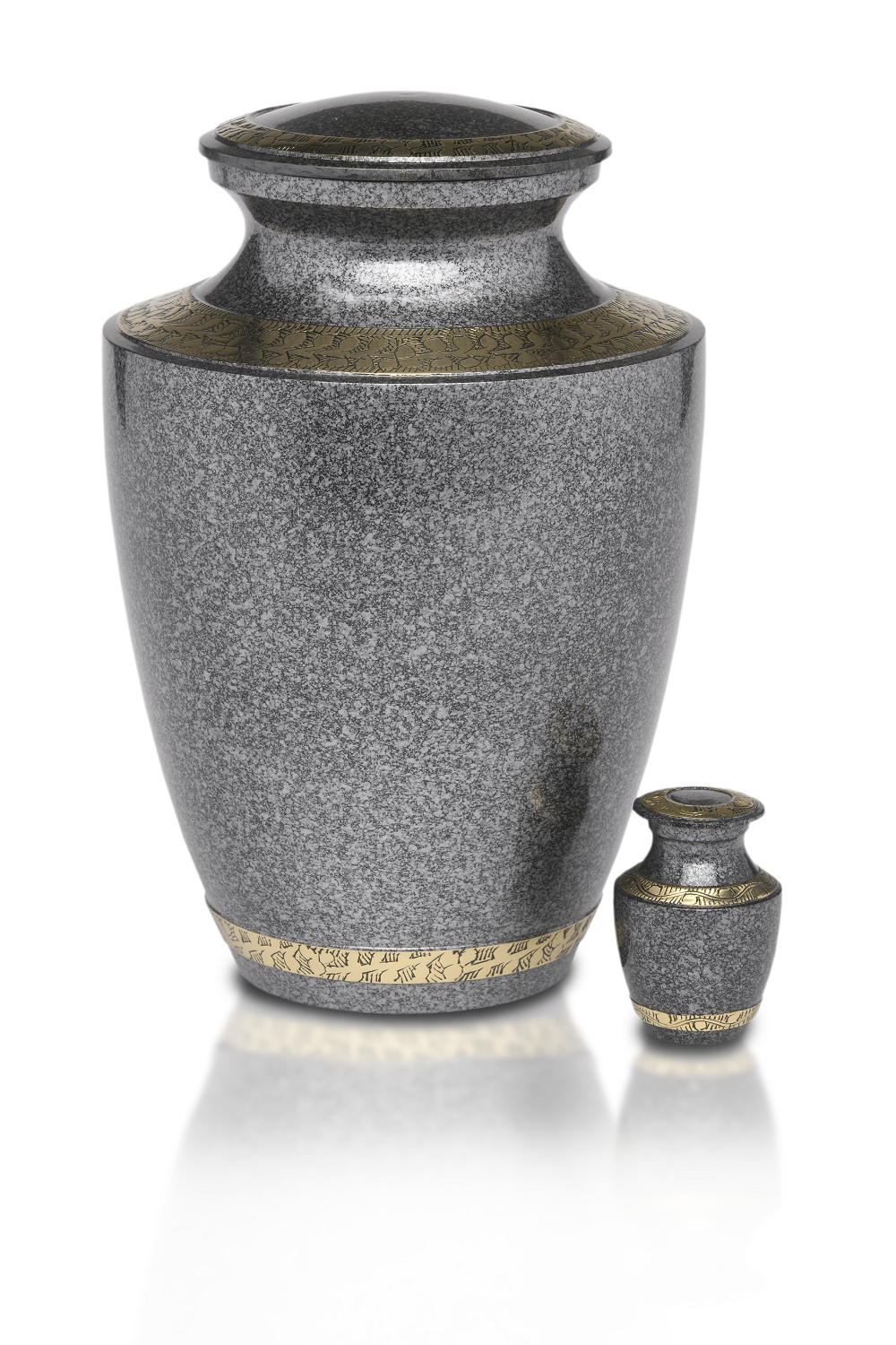 Enamel Brass Cremation Urn In Speckled Black With Brass Detail