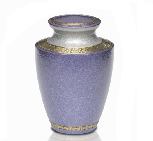 Enamel Brass Cremation Urn In White With Brass Band Adult